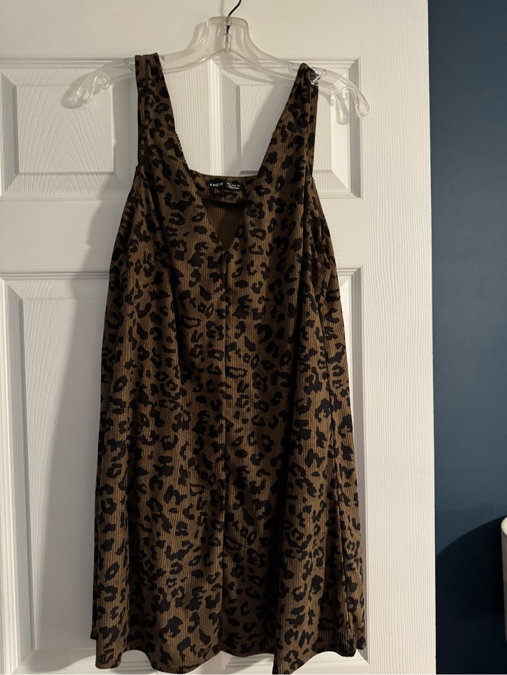 SHEIN Leopard-Print Ribbed Tank Dress - Brown & Black